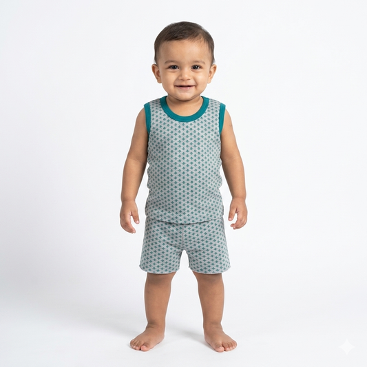 Greeny Sleeveless Shorts Cordset (6month to 1year)