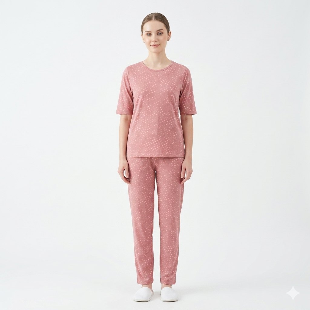 Pink With White Dotted Pyjamas