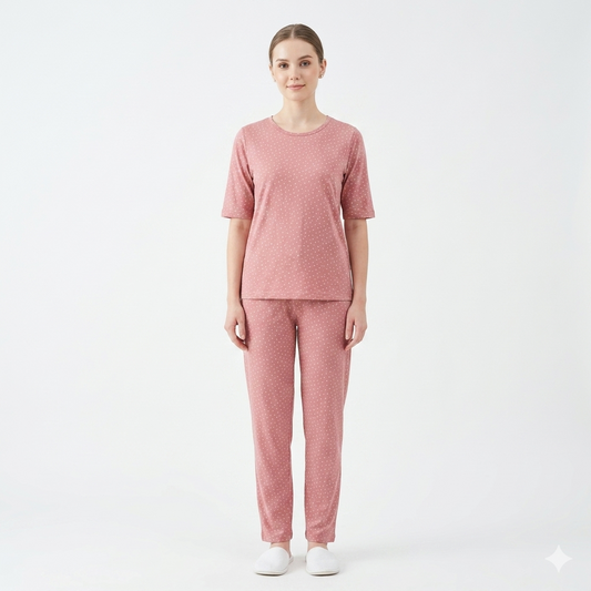Pink With White Dotted Pyjamas