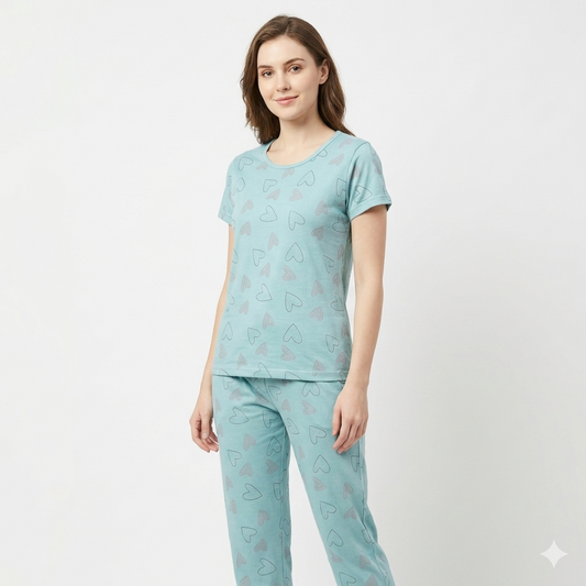 Heart Light Blue Pyjamas